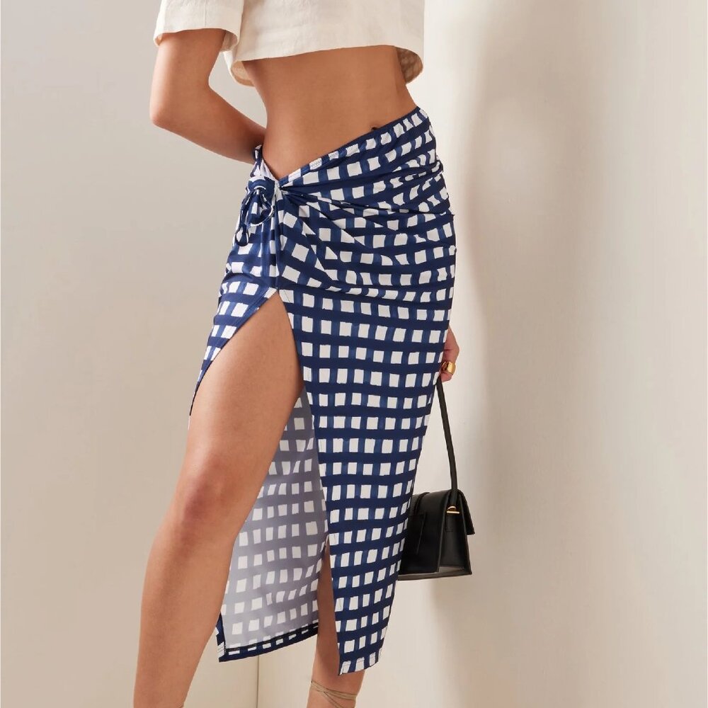 Jacquemus Gingham Midi Wrap Skirt